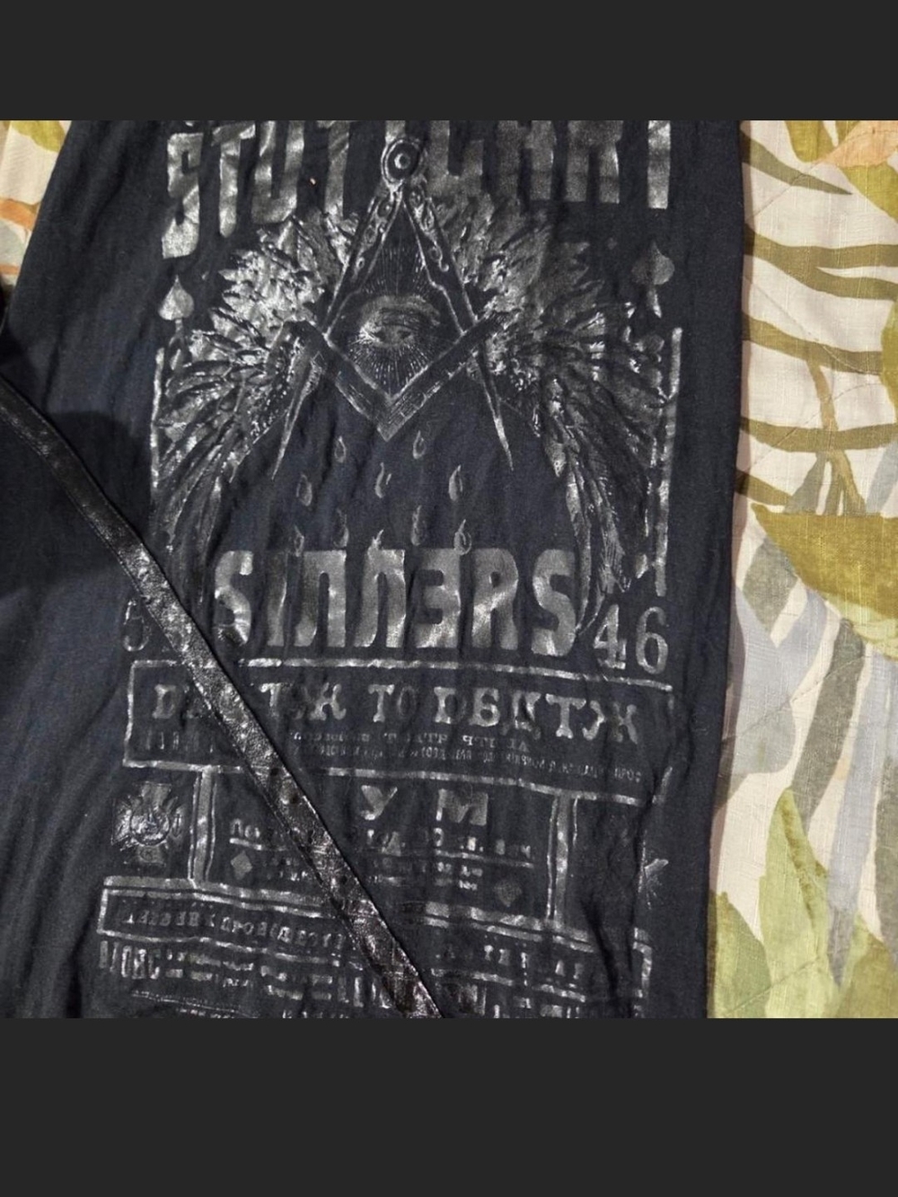 Salvage Black Lace Panel Graphic Maxi Dress. M - Picture 3 of 8